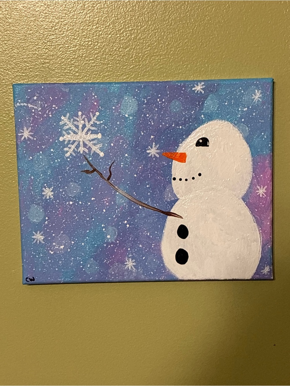 Snowflake Snowman Acrylic Painting